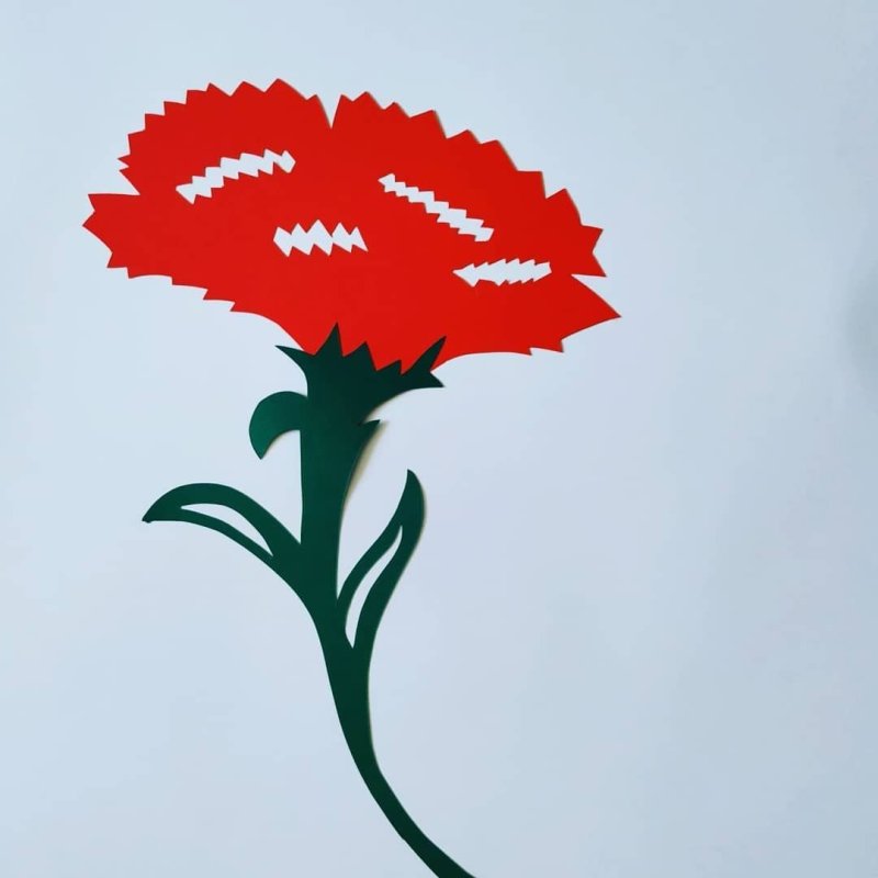 Вытынанка гвоздика к 9 мая на окна
