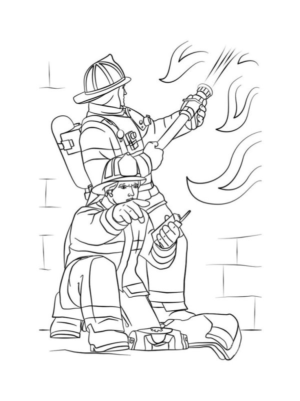 Пожарник раскраска для детей