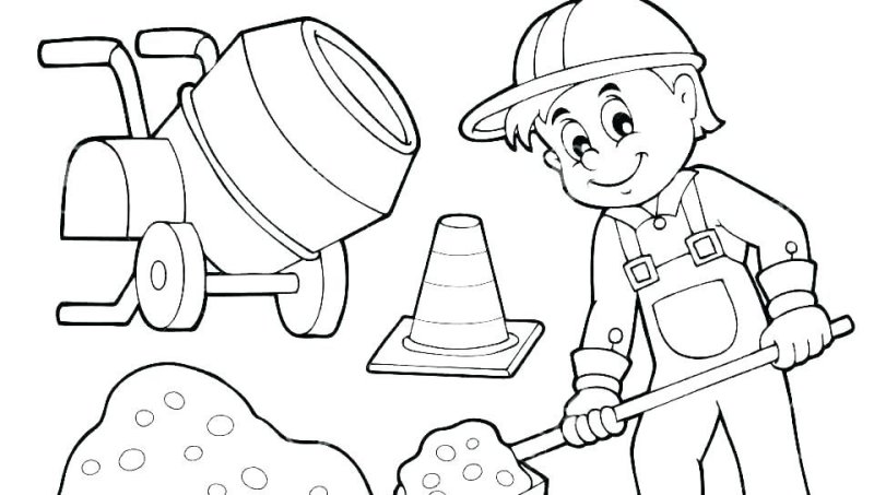 Раскраска Строитель для малышей