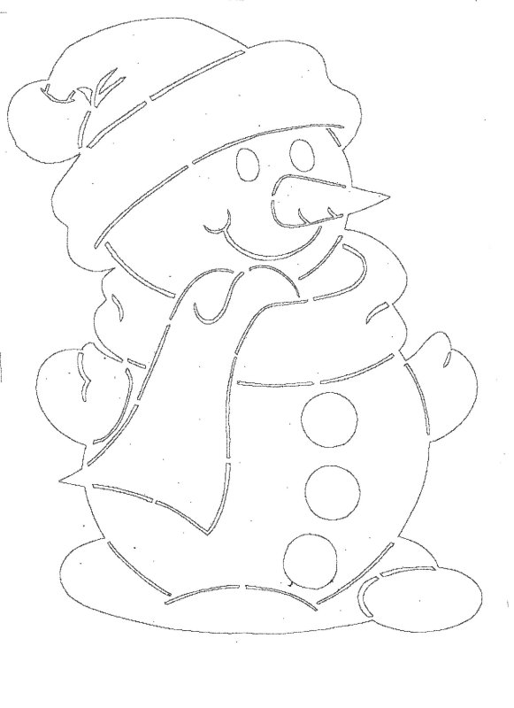 Снеговик трафарет для вырезания