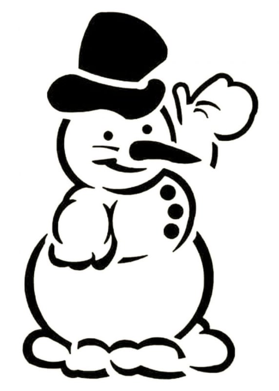 Снеговик трафарет