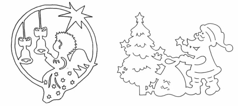 Трафареты на окна новогодние