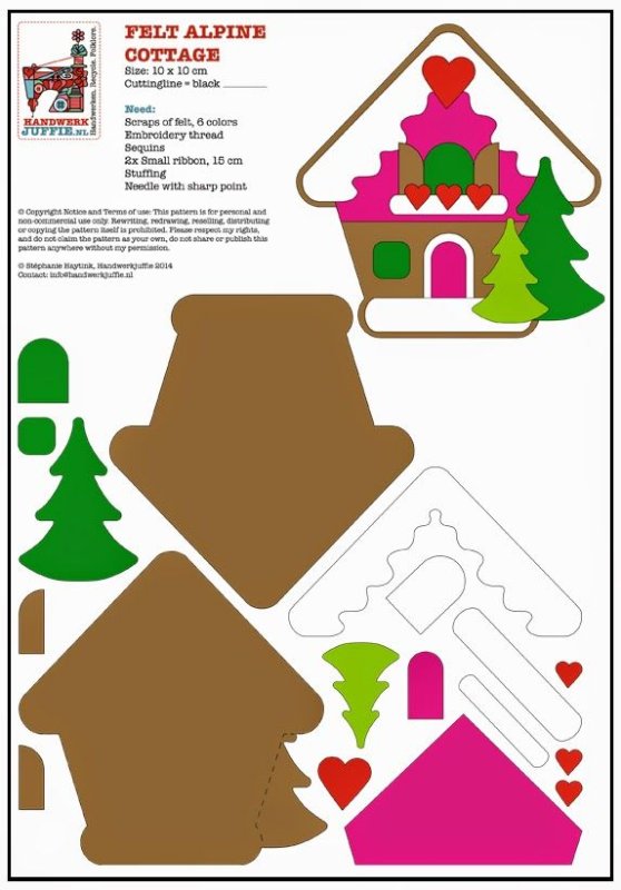 Домик из фетра на елку выкройка