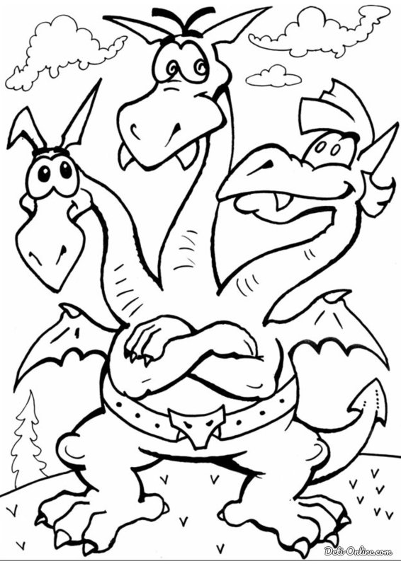 Змей Горыныч раскраска для детей