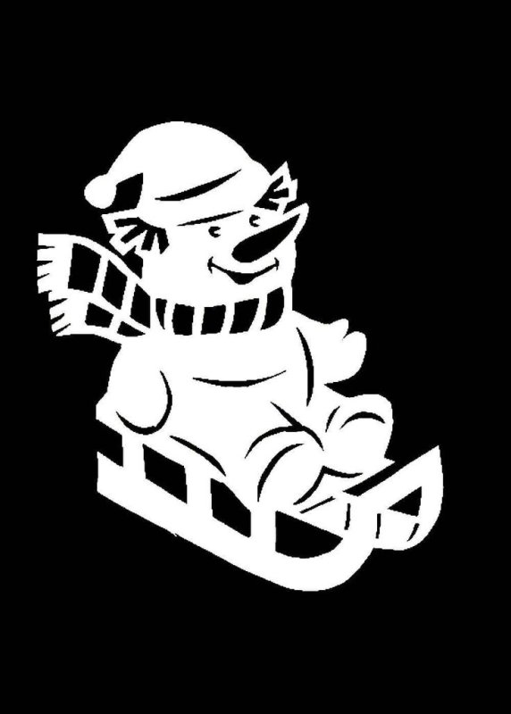 Вытынанки на новый год Снеговик