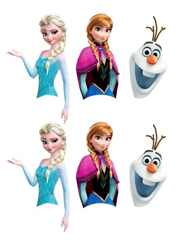 Эльза и Анна на вафельной бумаге