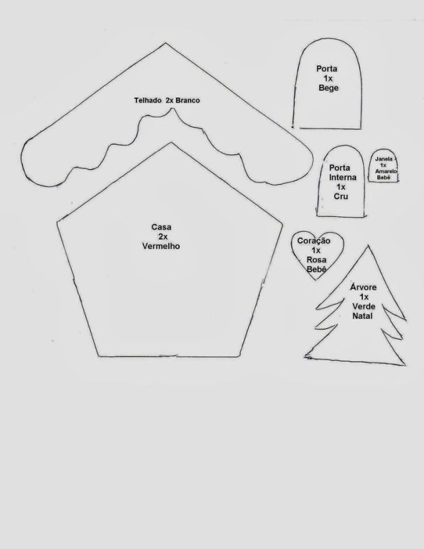 Новогодний домик из фетра выкройка