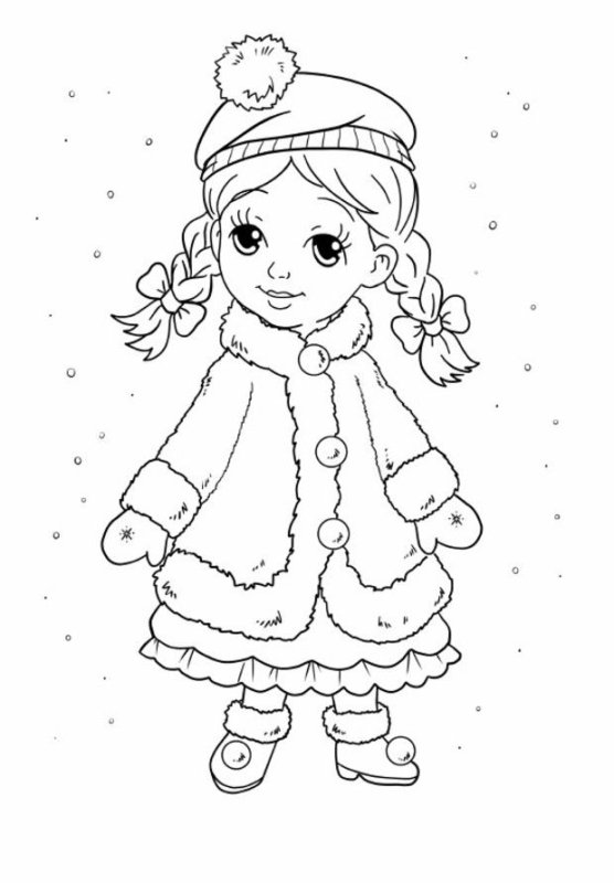 Раскраска шубка Снегурочки