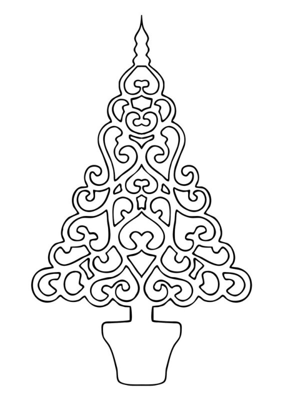 Елочка трафарет для вырезания