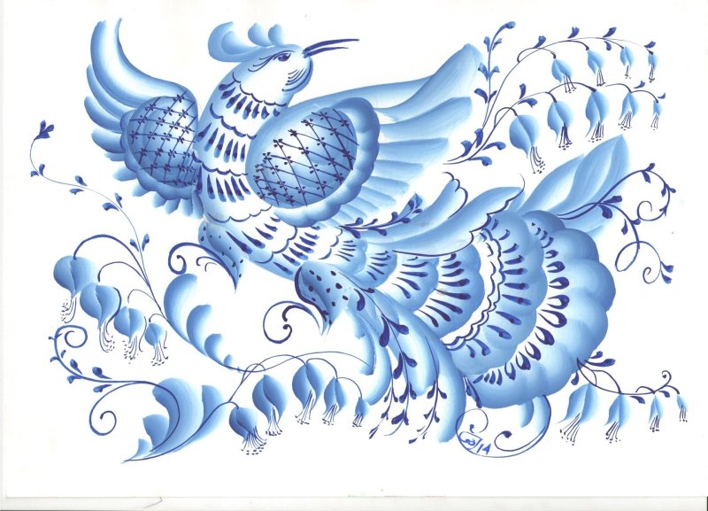 Орнаментная роспись Гжель