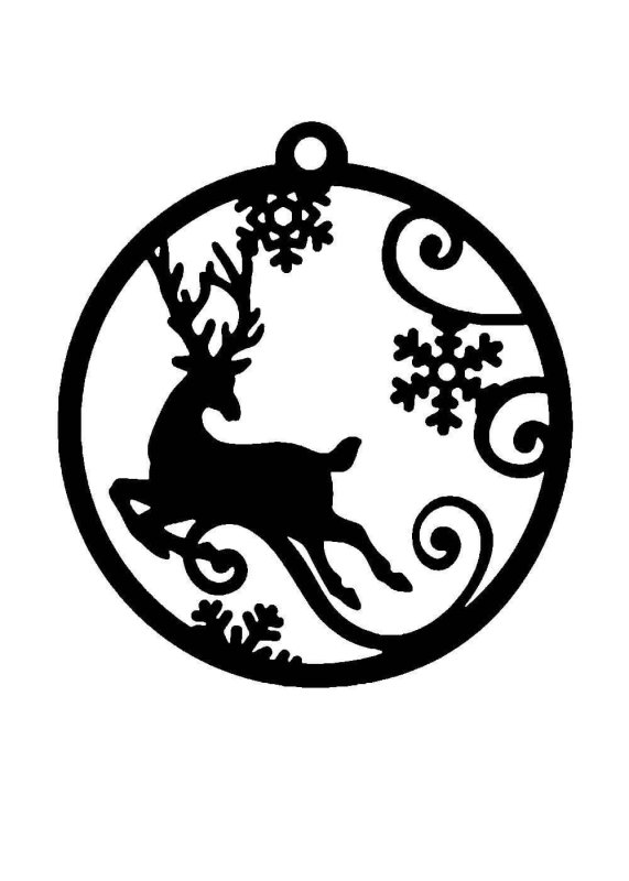 Новогодний олень трафарет