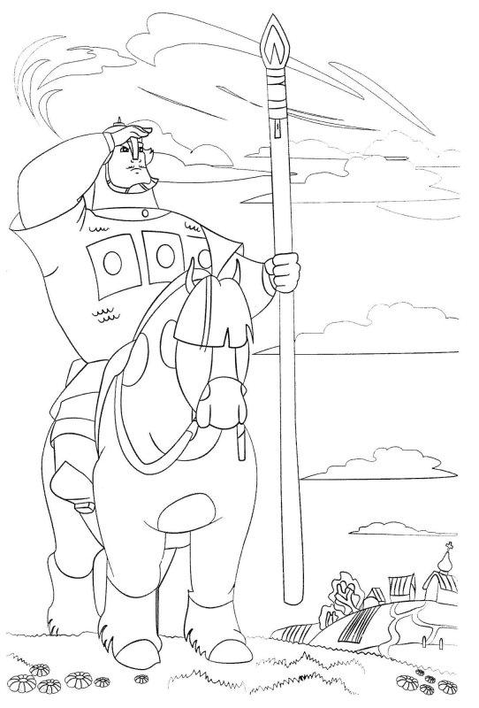 Раскраска три богатыря Добрыня Никитич