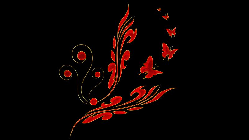 Цветочный узор на черном фоне