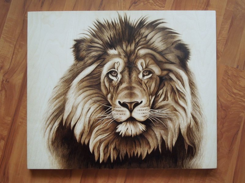 Выжигать Льва по дереву