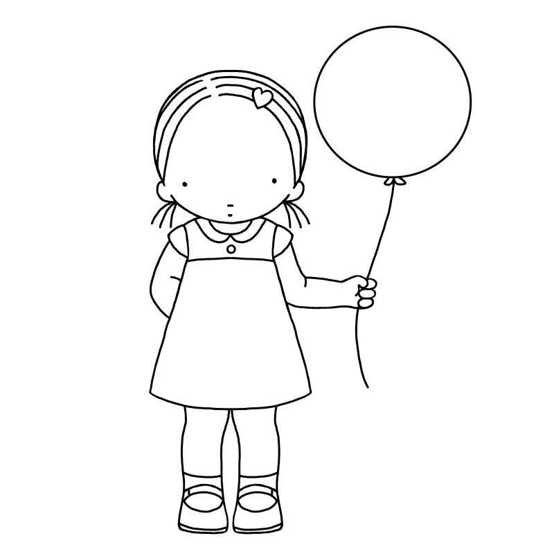 Девочка с шариками раскраска