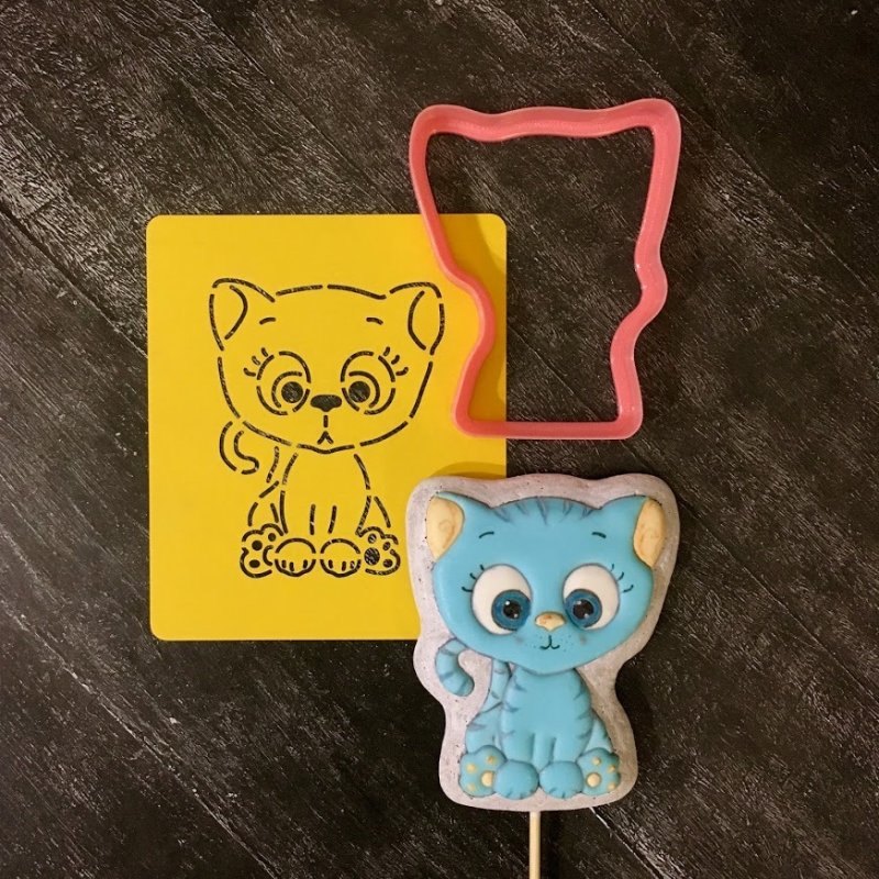 Трафарет кота для пряника