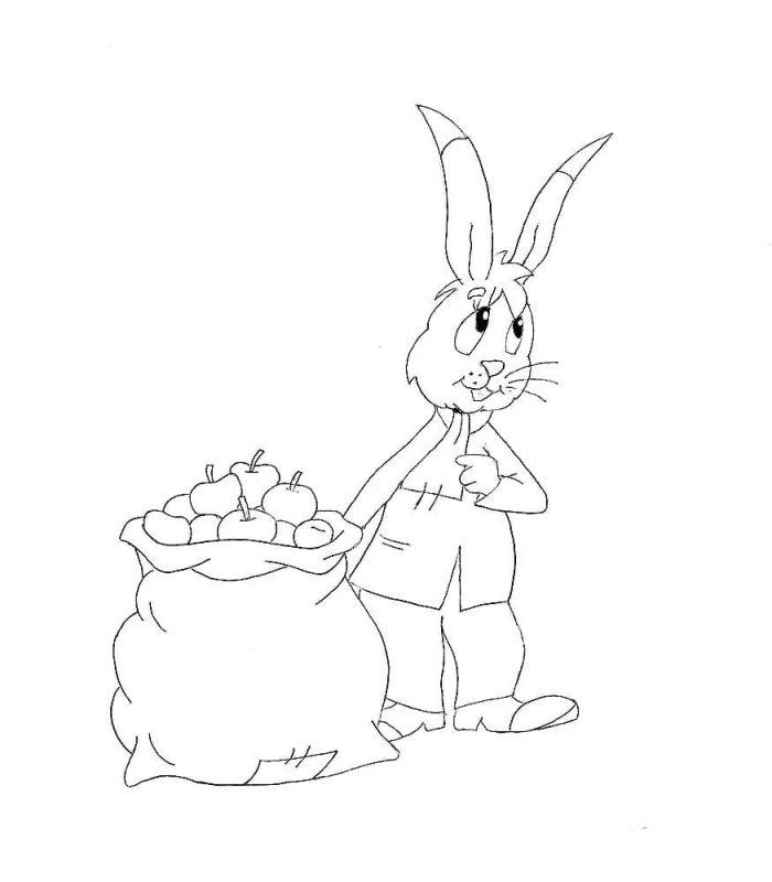 Раскраски по сказкам Сутеева для детей яблоко