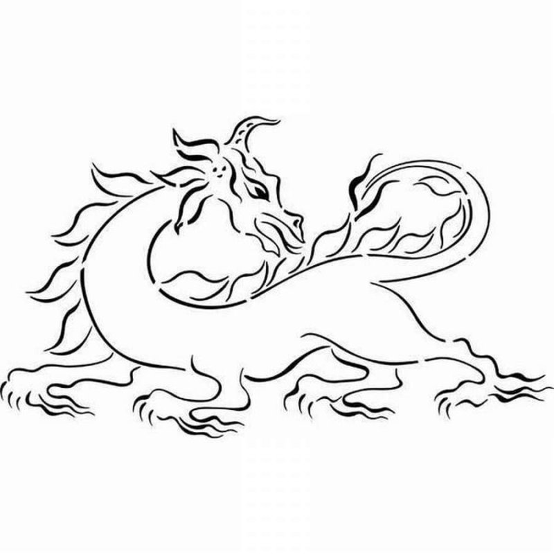 Китайский дракон трафарет для вырезания