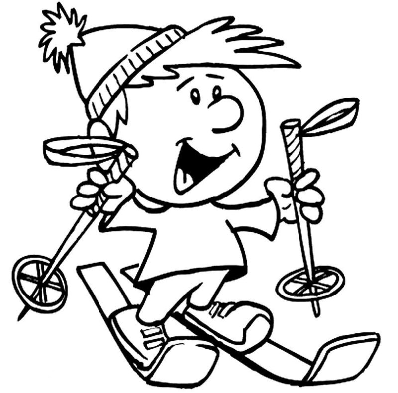 Лыжник раскраска для детей