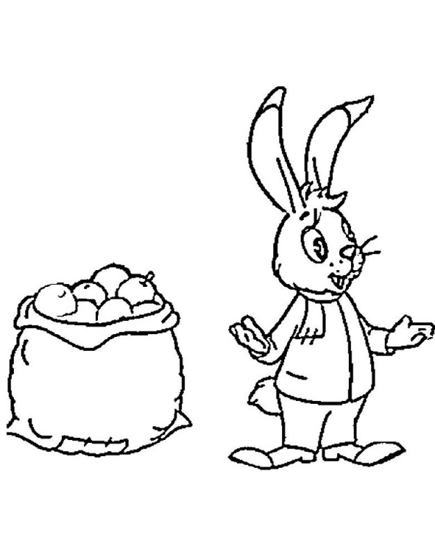 Раскраски к сказке мешок яблок Сутеева