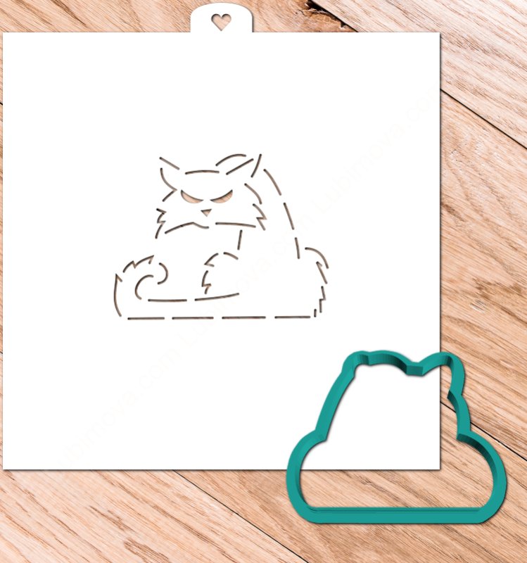 Котик трафарет для пряника