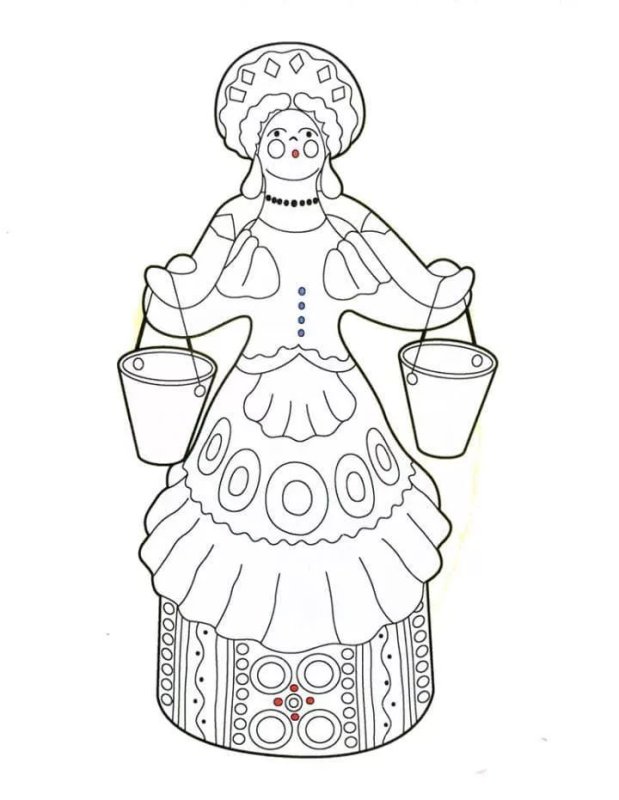 Дымковская игрушка Барыня раскраска