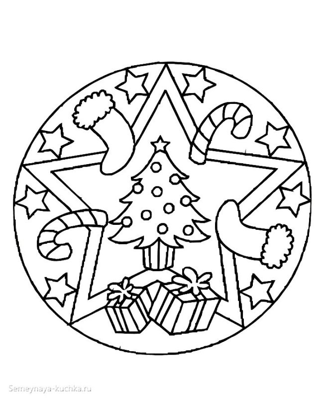 Новогодние мандалы для детей раскраски
