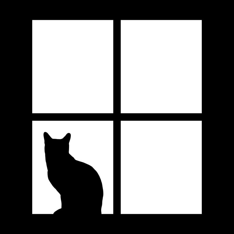 Изображение черного кота на окно