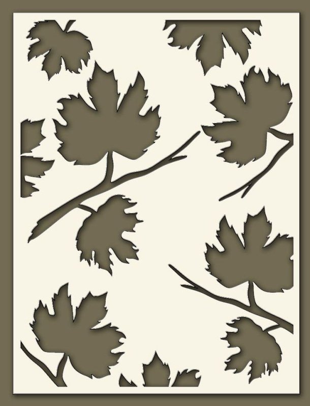 Трафарет листьев на стену под покраску