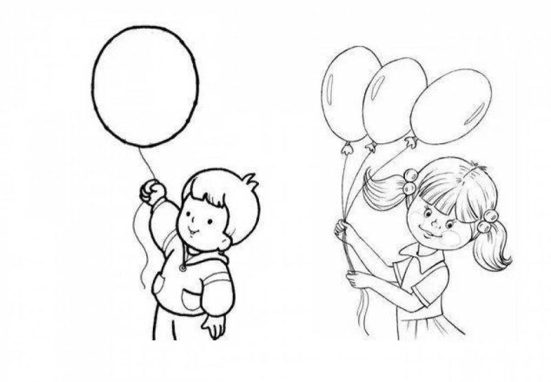 Мальчик с шарами раскраска
