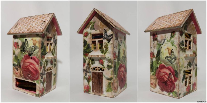 Деревянный домик декупаж
