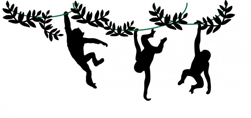 Силуэт обезьяны на ветке