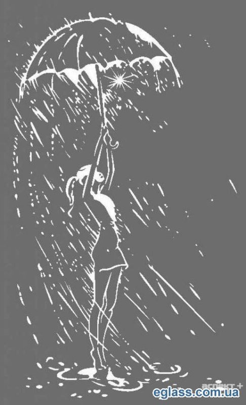 Девушка под дождем карандашом