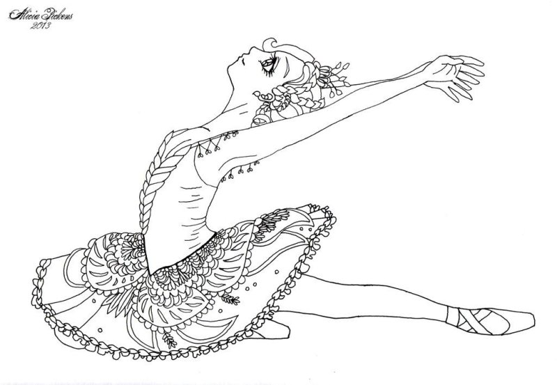 Балерина картинка раскраска