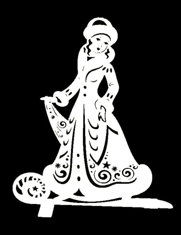 Трафарет Снегурочки на окно