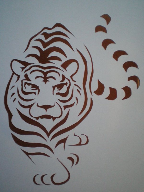 Вытынанка тигр на новый год