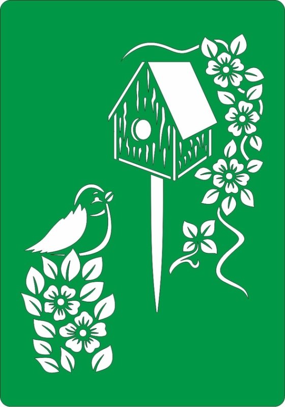 Трафарет скворечника на окно