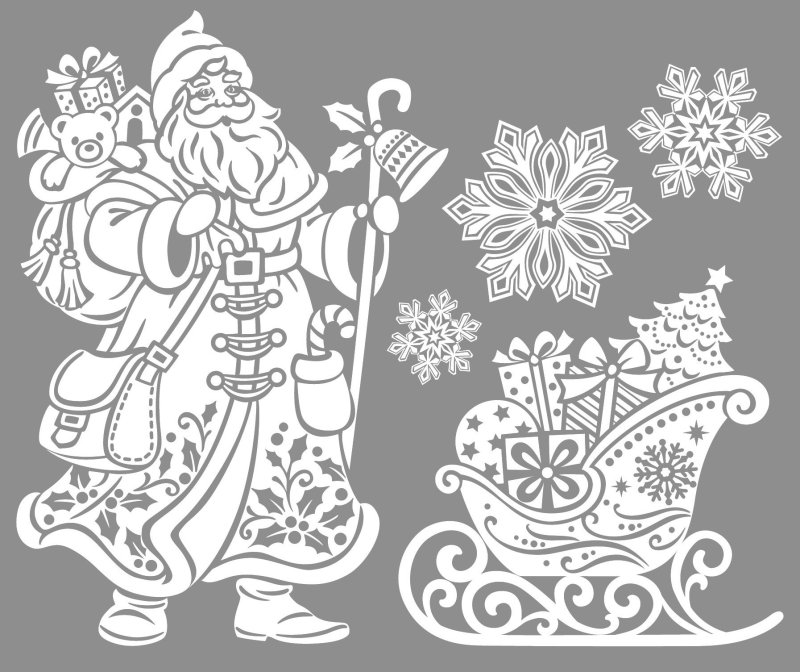 Дед Мороз вытынанка на окно