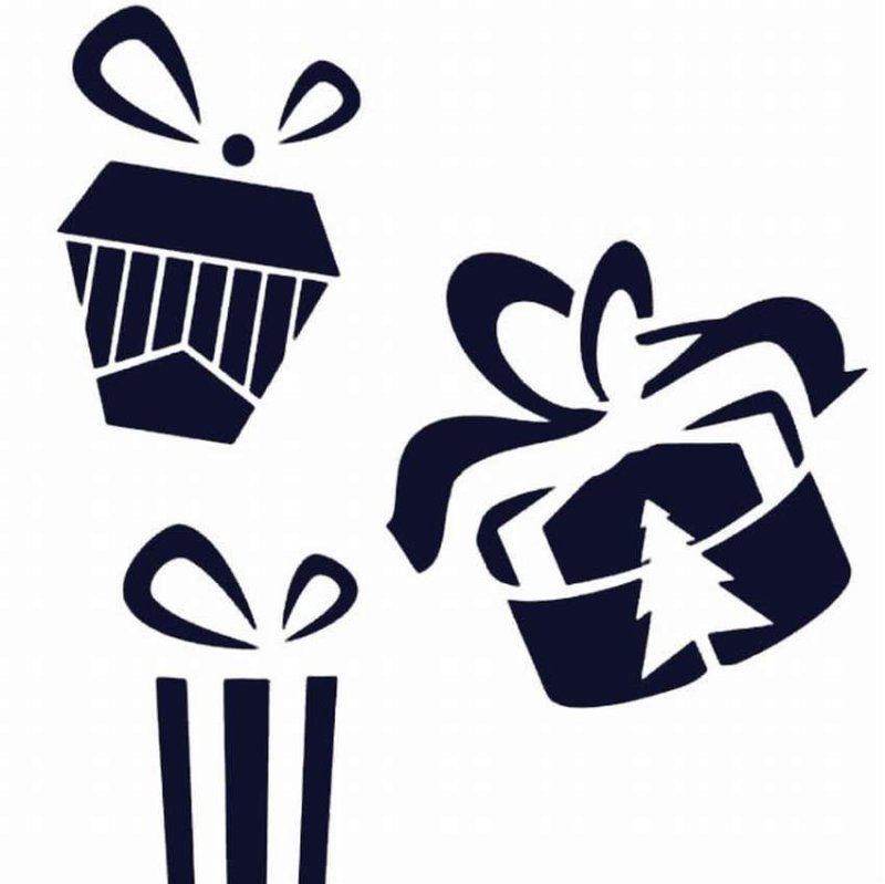 Трафареты на окна новогодние подарки