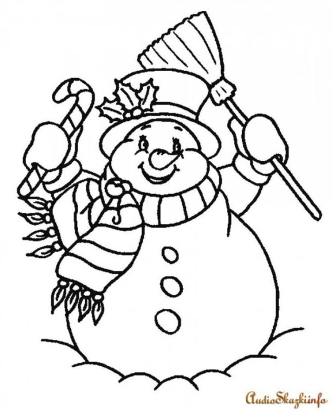 Новогодние раскраски Снеговик