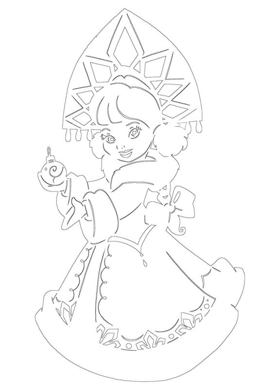 Новогодние трафареты Снегурочки на окна для вырезания