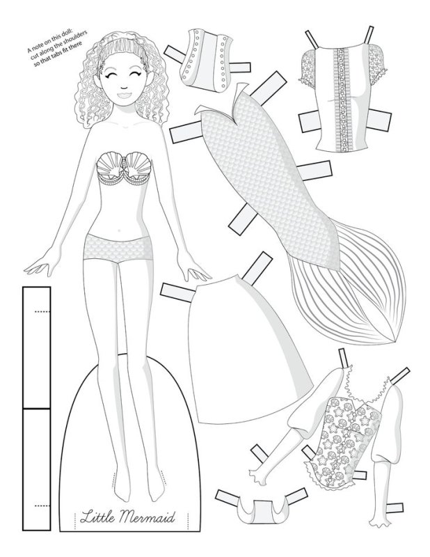 Раскраска кукла с одеждой