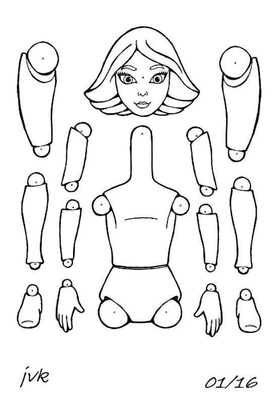 Кукла на шарнирах из бумаги