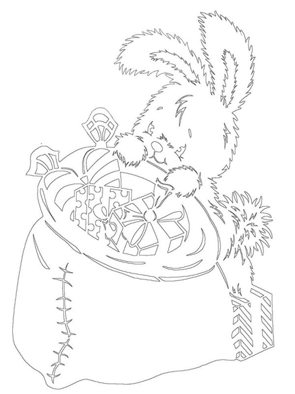 Вытынанки новогодние заяц