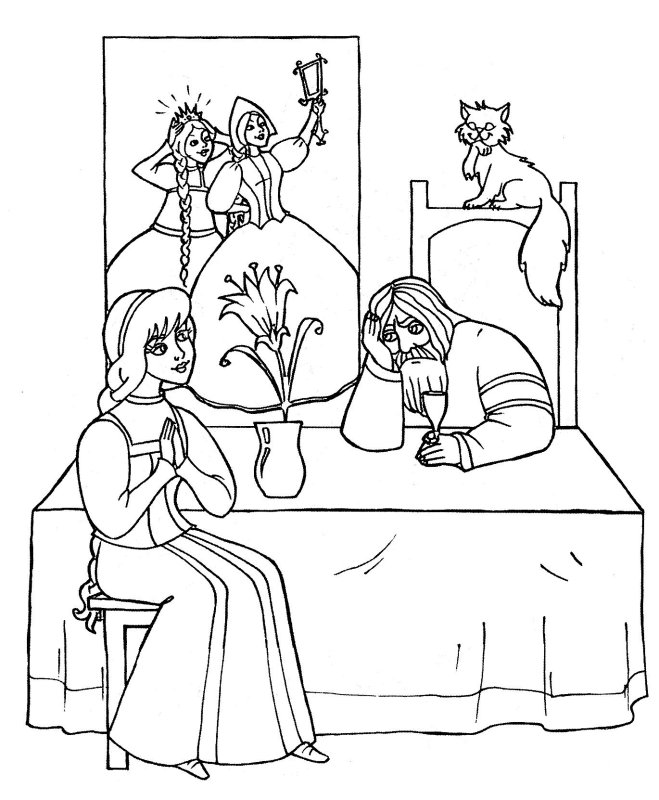 Раскраска к сказке Аленький цветочек