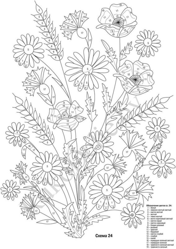 Вышивка гладью схемы цветы
