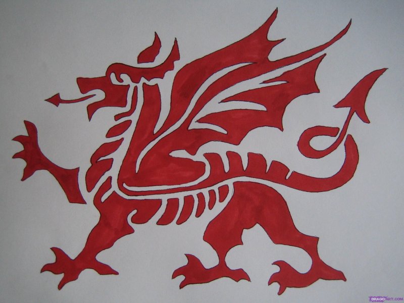 Трафарет дракона на окно