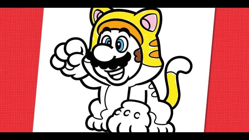 Раскраска супер Марио котик