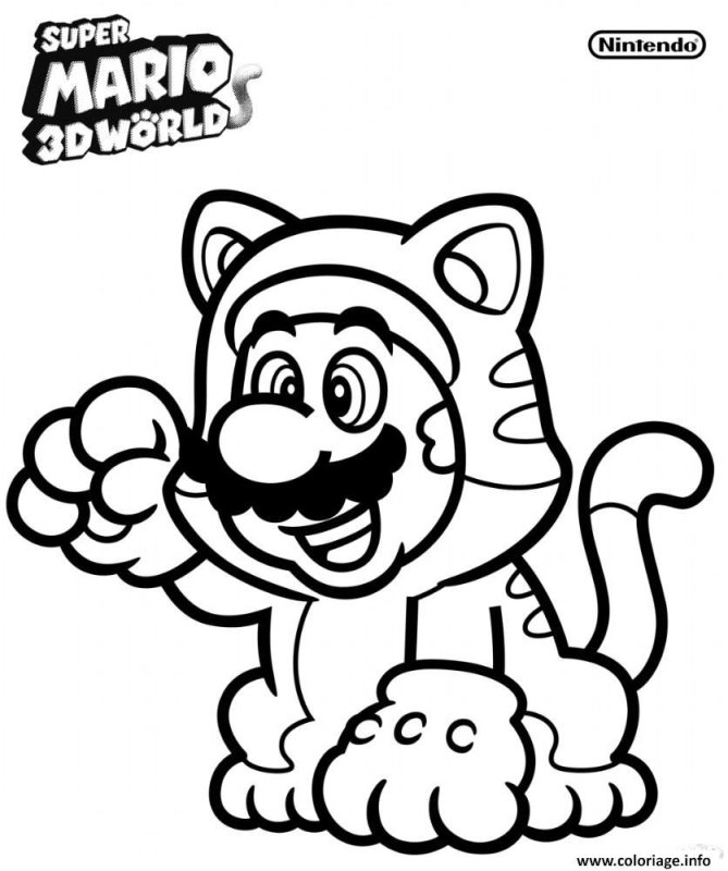 Марио кот раскраска