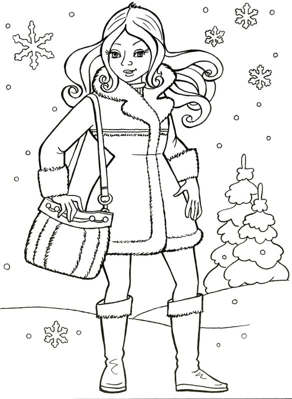 Раскраски для девочек красивые зимние